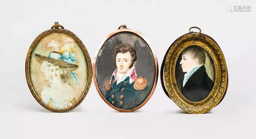 3 miniatures, end of 19th c., polyc