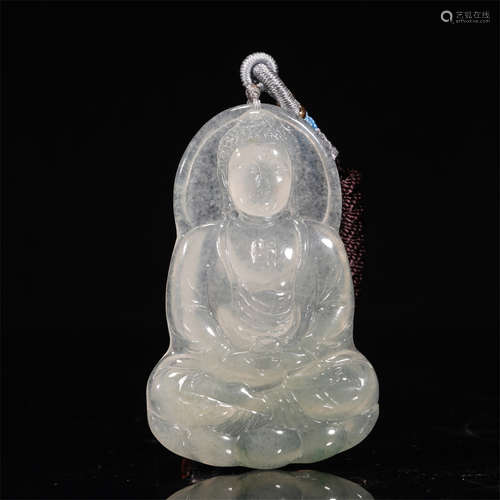 A CHINESE GUANYIN SHAPE JADEITE PENDANT