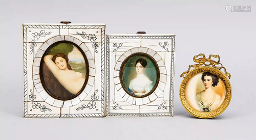 3 miniatures, 19th/20th c., portrai