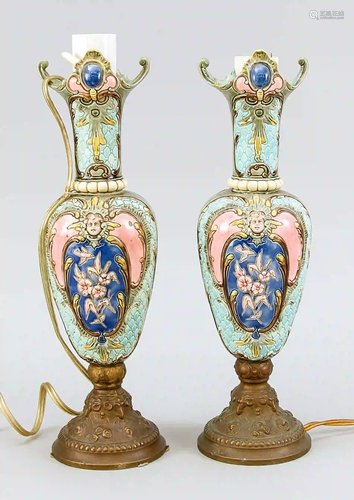 Pair of ceramic lamp bases, late 19