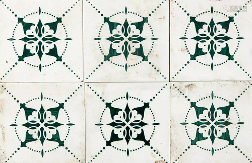 21 Art Nouveau tiles, circa 1900, d