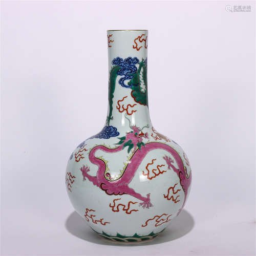 CHINESE BLUE&WHITE CONTENDING COLORS GLAZE GLOBULAR-SHAPED VASE