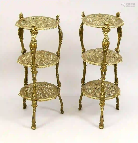 Pair of small side tables/stages, l