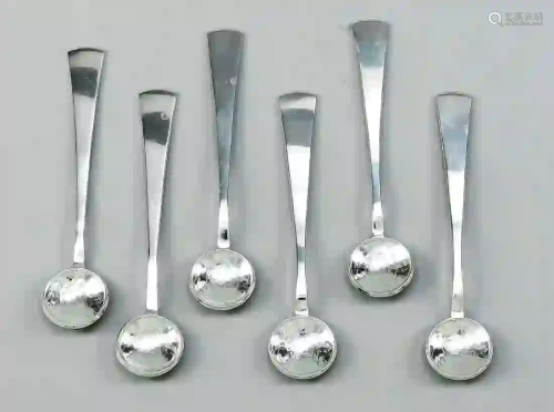 Six coin ladle spoons, 20th c., sil