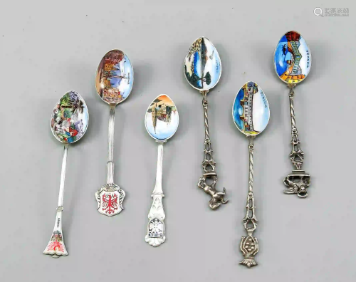 Six souvenir spoons, Italy and Aust