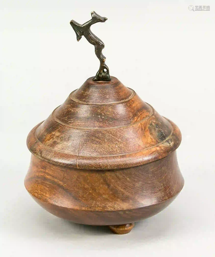 Lidded box, around 1900, mahogany,