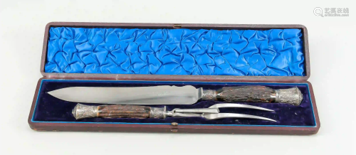 Two-piece carving set with silver m