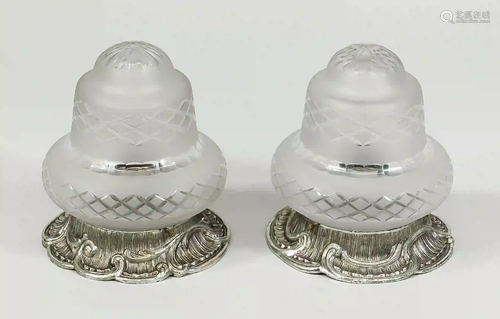 Pair of plafoniers, 20th c., chrome