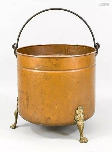 Large copper kettle, late 19th cent