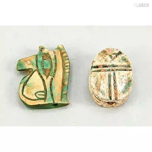 2 antique faience objects, Egypt, p