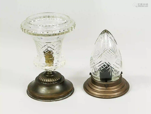 2 plafoniers, late 19th c., 1 x wit