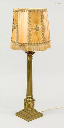 Table lamp, 19th/20th c., brass. Sq