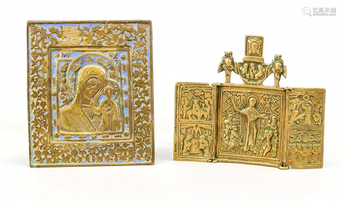 2 travel icons, Russia, 19th c., br