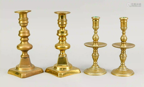 2 pairs of candlesticks, 19th/20th