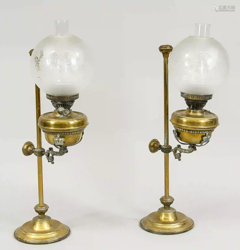 Pair of large petroleum lamps, late