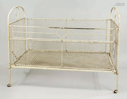 Crib, around 1900, iron, painted wh