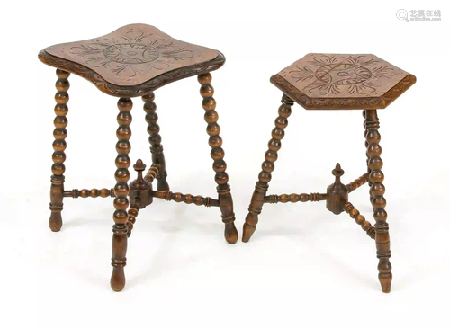 Two side tables around 1880, solid