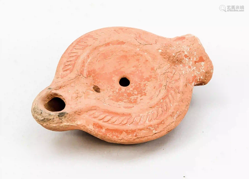 Oil lamp, Roman, ca. 300-400 AD, te