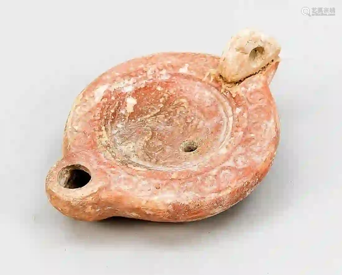 Oil lamp, Roman, ca. 200-400 AD, te