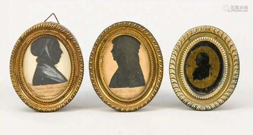 3 Biedermeier silhouette portraits,