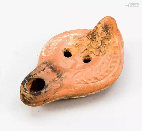 Oil lamp, Roman, ca. 200 AD, terrac