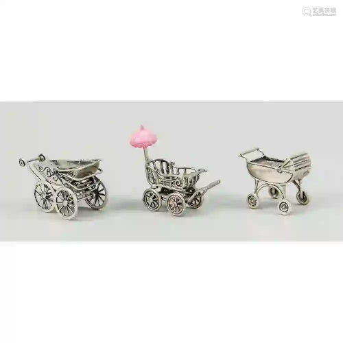 Three miniature baby carriages, Ita