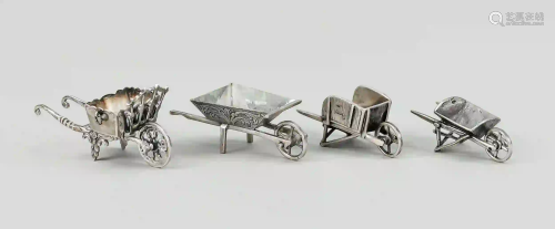 Four miniature wheelbarrows, 20th c