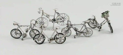 Five miniature bicycles, 20th c., s