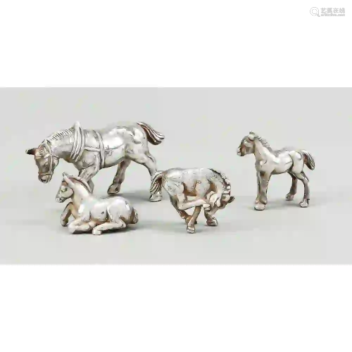 Four miniature horses, 20th century
