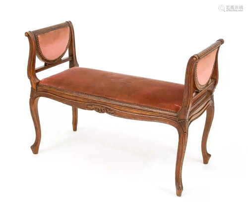 Bench around 1870, solid oak, curve