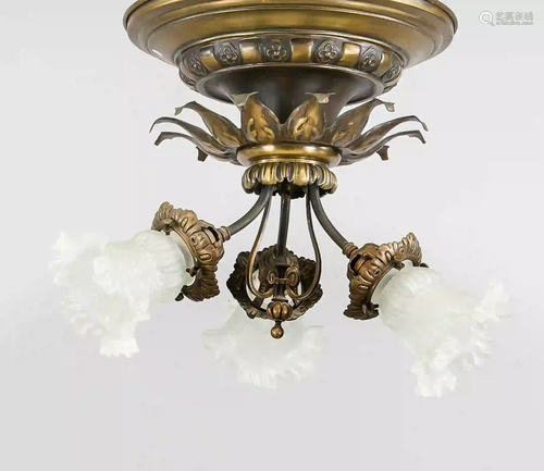 Three-flame plafoniere, late 19th c