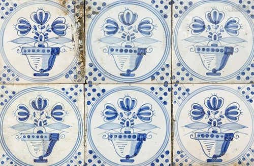 46 Tiles, Holland, 18th c., cobalt