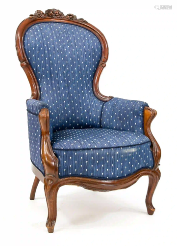 Armchair around 1860, solid mahogan