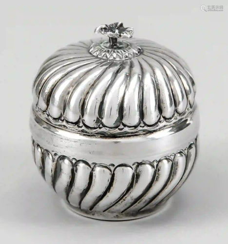 Round lidded box, 20th century, sil