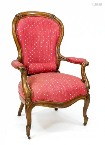 Armchair around 1860, solid walnut,