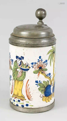 Faience cylindrical jug, 18th centu