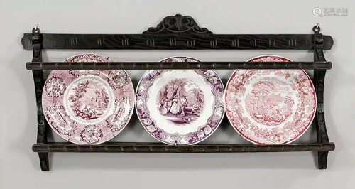 Plate rack with 3 plates, late 19th