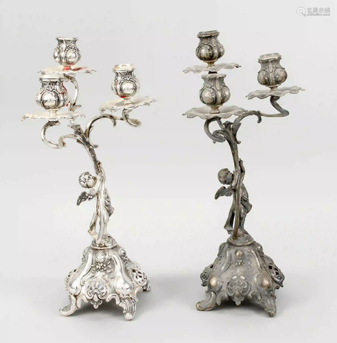 Pair of three-flame candelabra, Ge