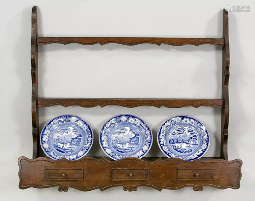 Plate shelf, late 19th c., dark har