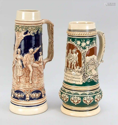 Two Westerwald stoneware jugs, arou