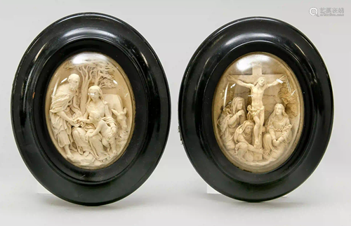 Pair of sacral bone carvings, 19th