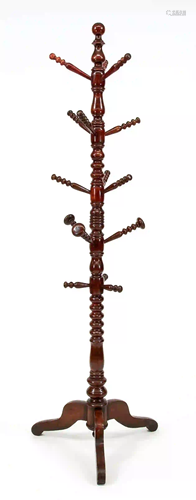 Coat rack, 20th c., mahogany wood,