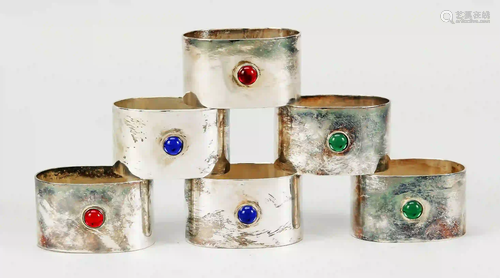 Six napkin rings, 20th c., plated,