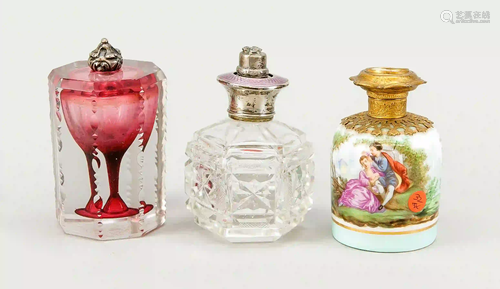 3 perfume bottles, 19th & 20th c.,