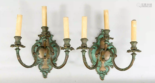 5 wall appliques, 20th c., bronze,