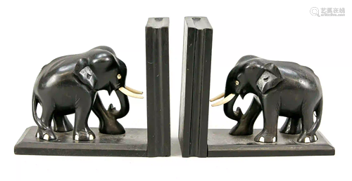 Pair of bookends, 20th c., elephant