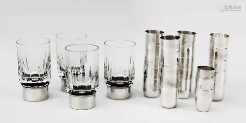 20 shot glasses, German, 20th c.,