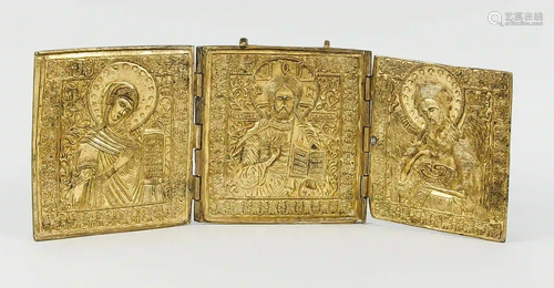 Triptych travel icon, Russia, 19th