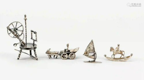 Four miniatures, 20th c., silver di