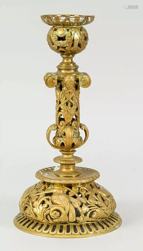 Candlestick, 19th c., bronze with r